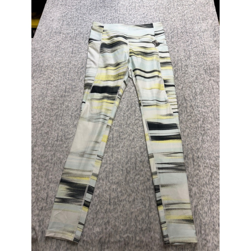 DSG Womens Cold Weather Compression High-Rise Leggings Abstract Stripe Yellow M